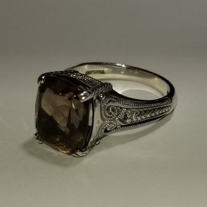 4 ct Cushion Cut Smokey Quartz Ring